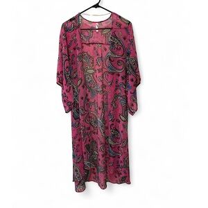 Pink Paisley Kimono Cardigan
